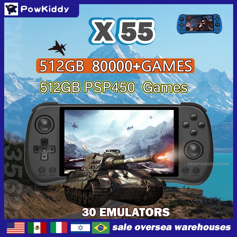 Gaming Console Cartoon - 80000 giochi 512G POWKIDDY X55 Schermo